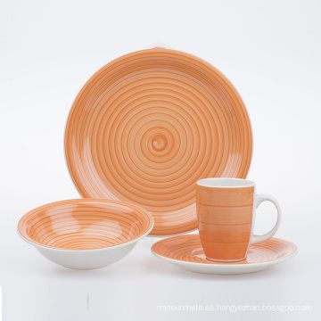 Círculos de cultivo Pinteado a mano 16 PCS Stonware Tableware Set